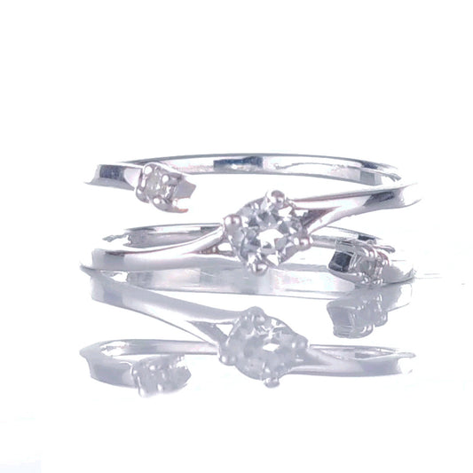 Sterling Silver Ring Size Adjustable J-S White Topaz Trilogy