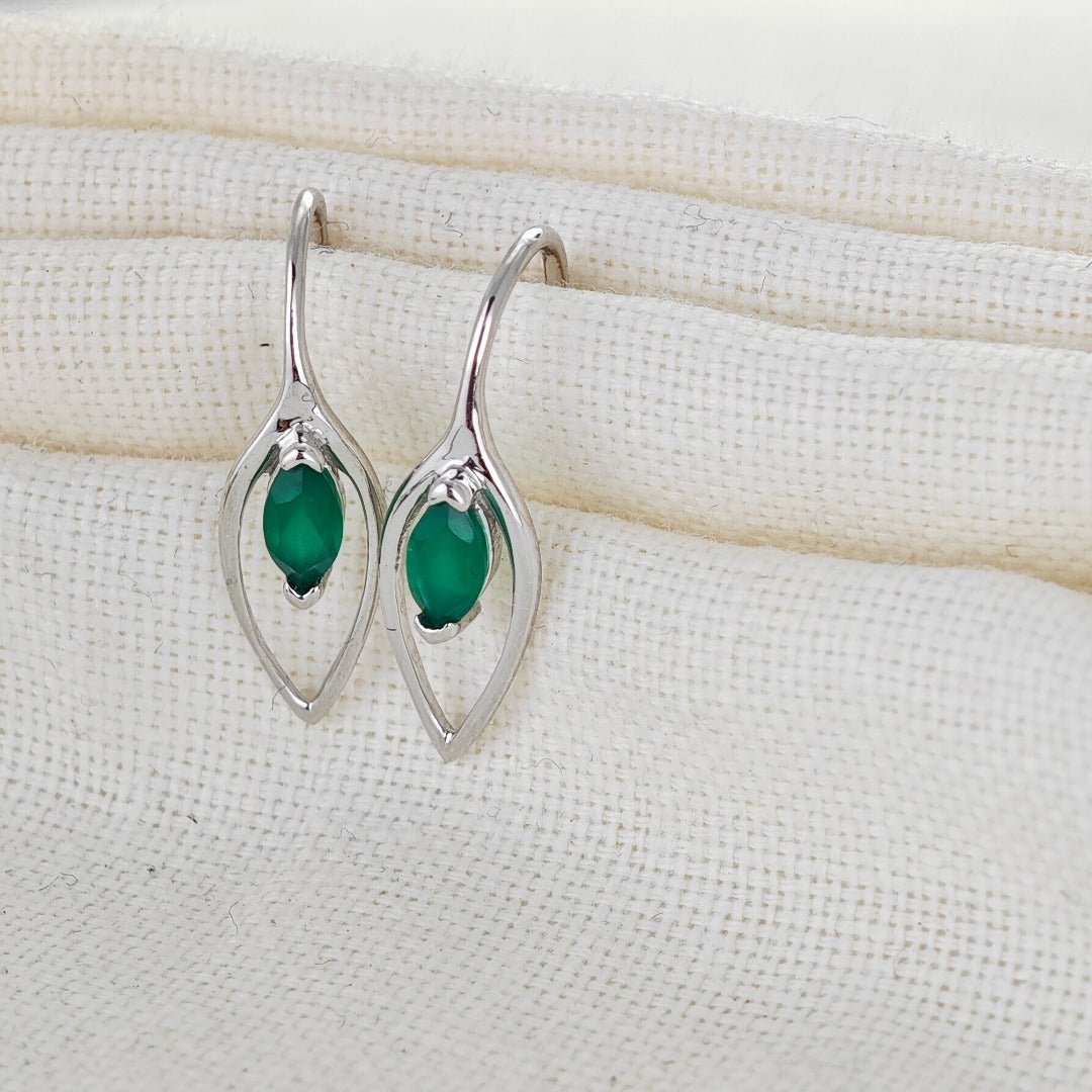 Natural Green Onyx Dangle Earrings