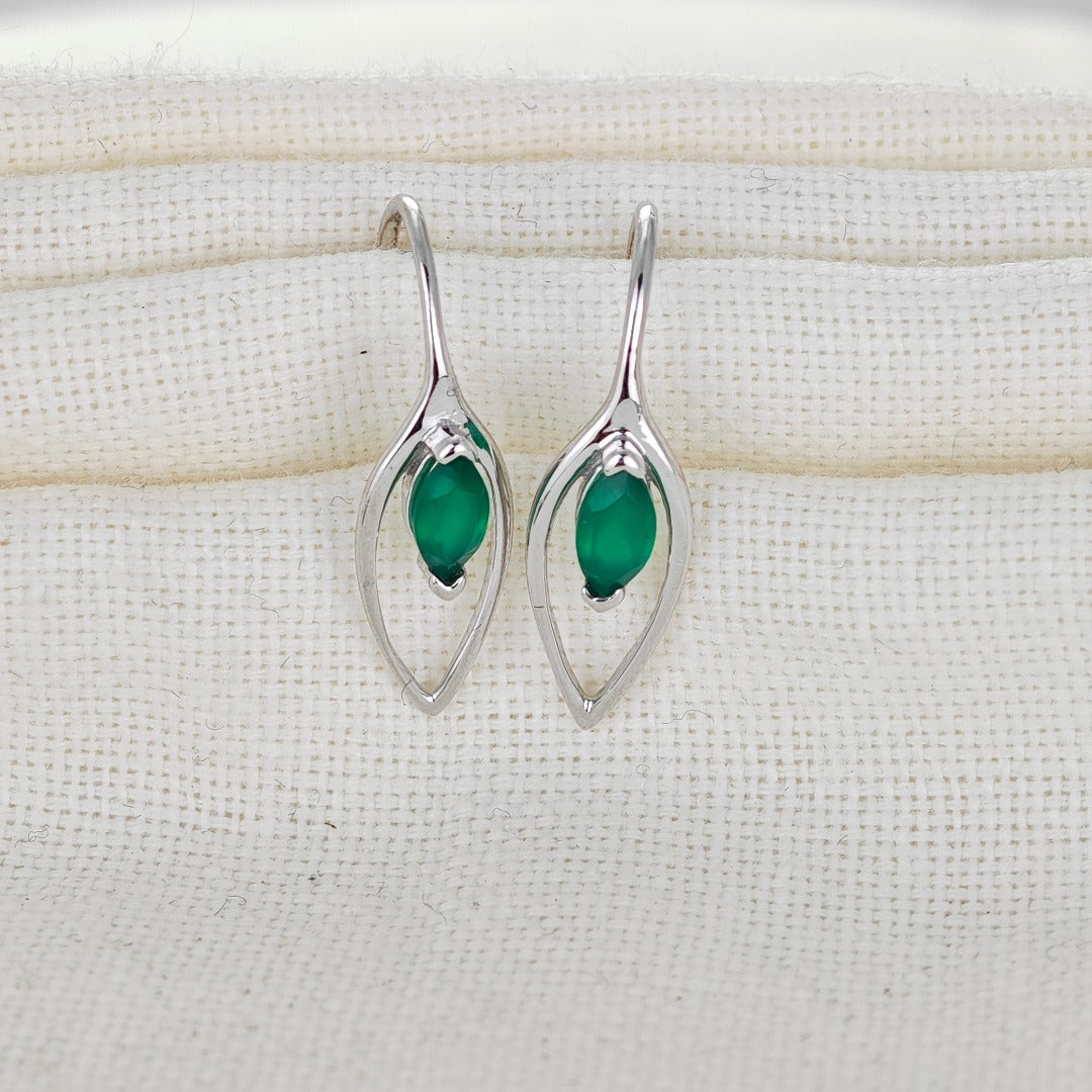 Natural Green Onyx Dangle Earrings