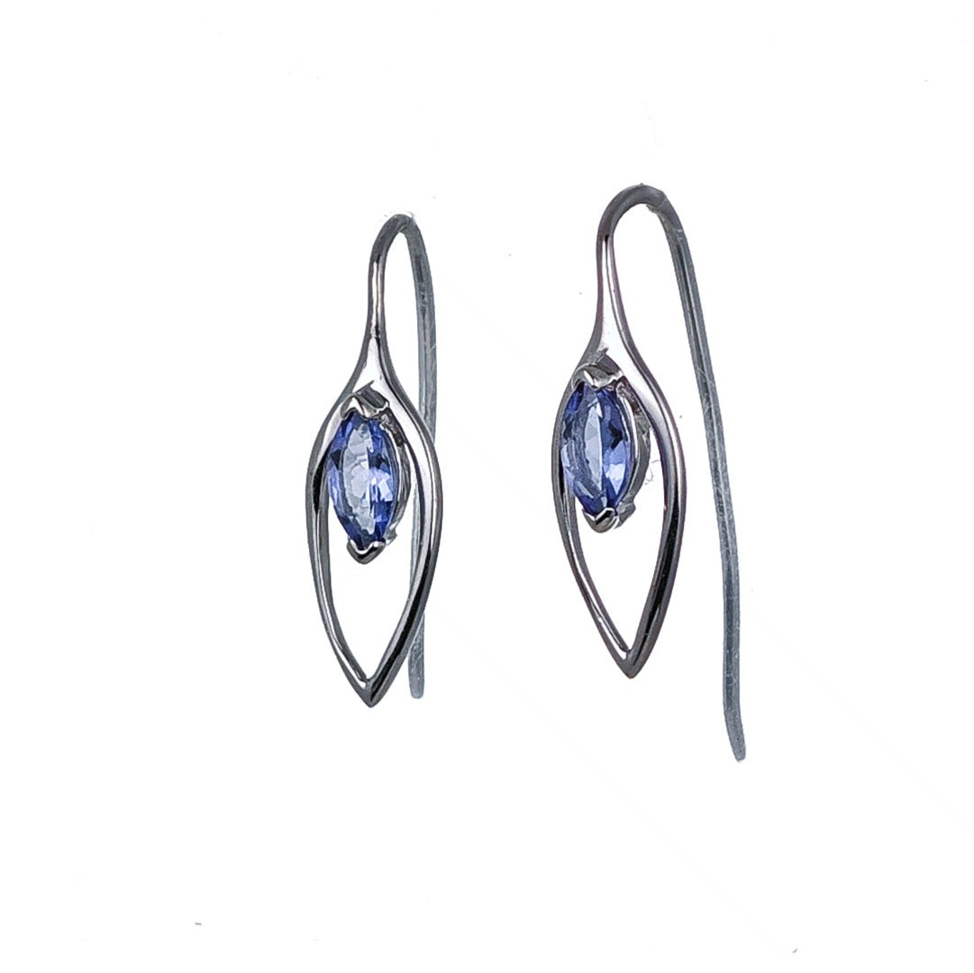 Tanzanite Earrings Sterling Silver Marquise Dangle