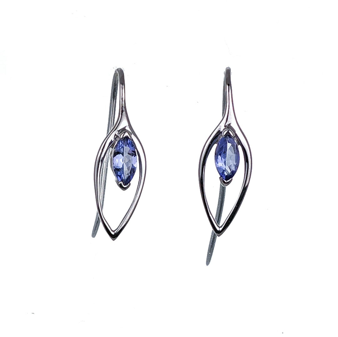 Tanzanite Earrings Sterling Silver Marquise Dangle