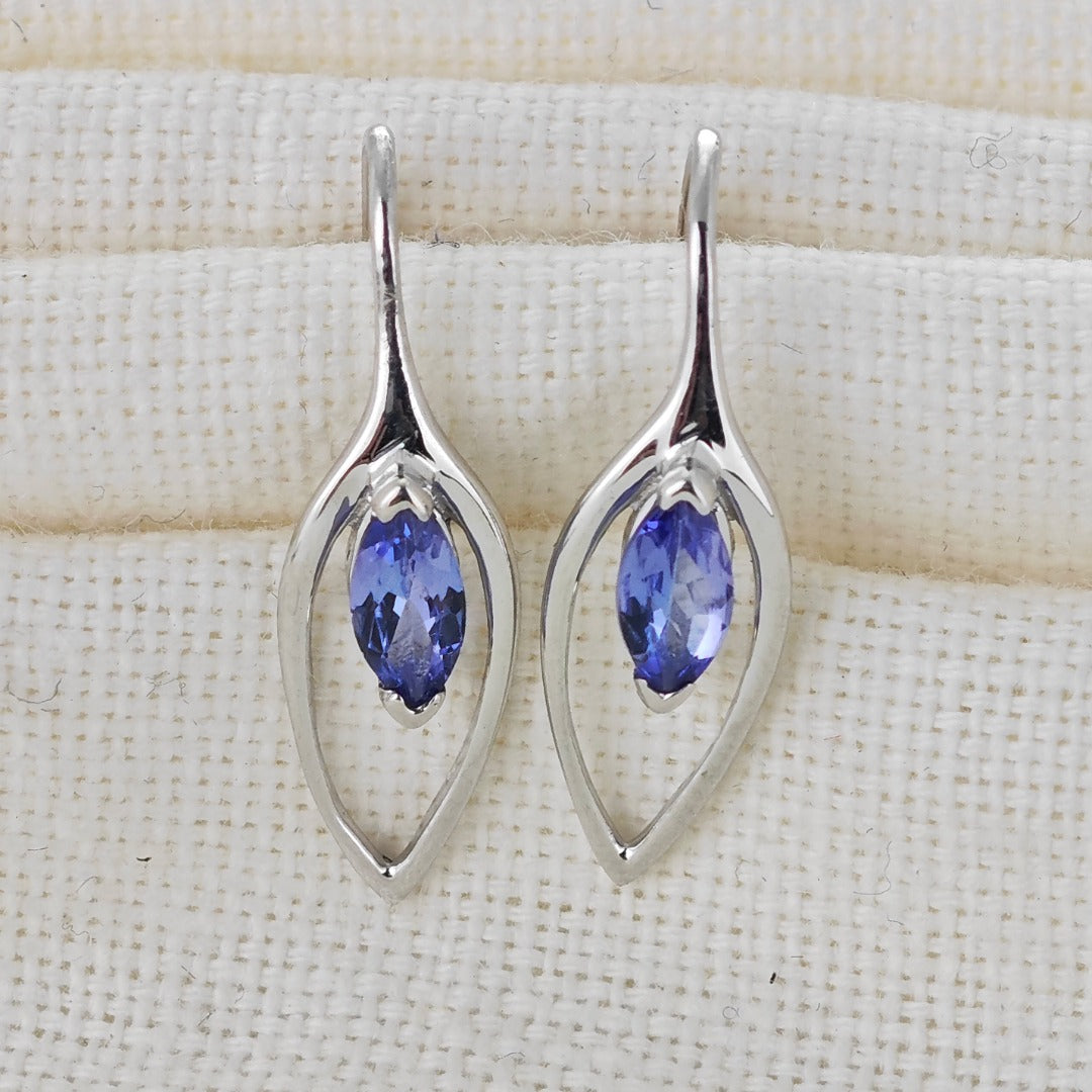 Tanzanite Earrings Sterling Silver Marquise Dangle