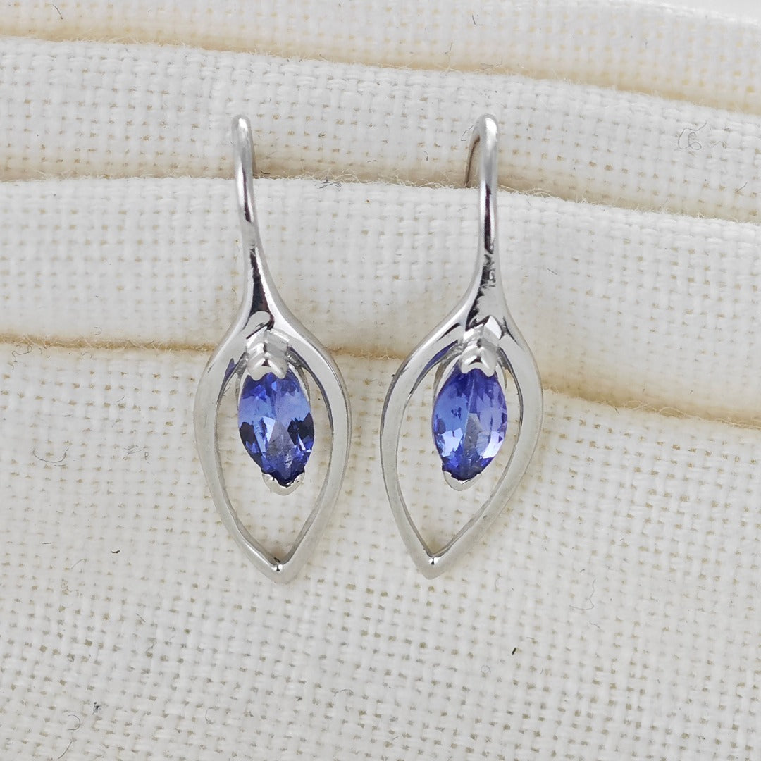 Tanzanite Earrings Sterling Silver Marquise Dangle