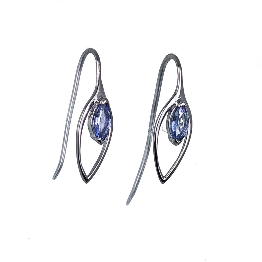 Tanzanite Earrings Sterling Silver Marquise Dangle