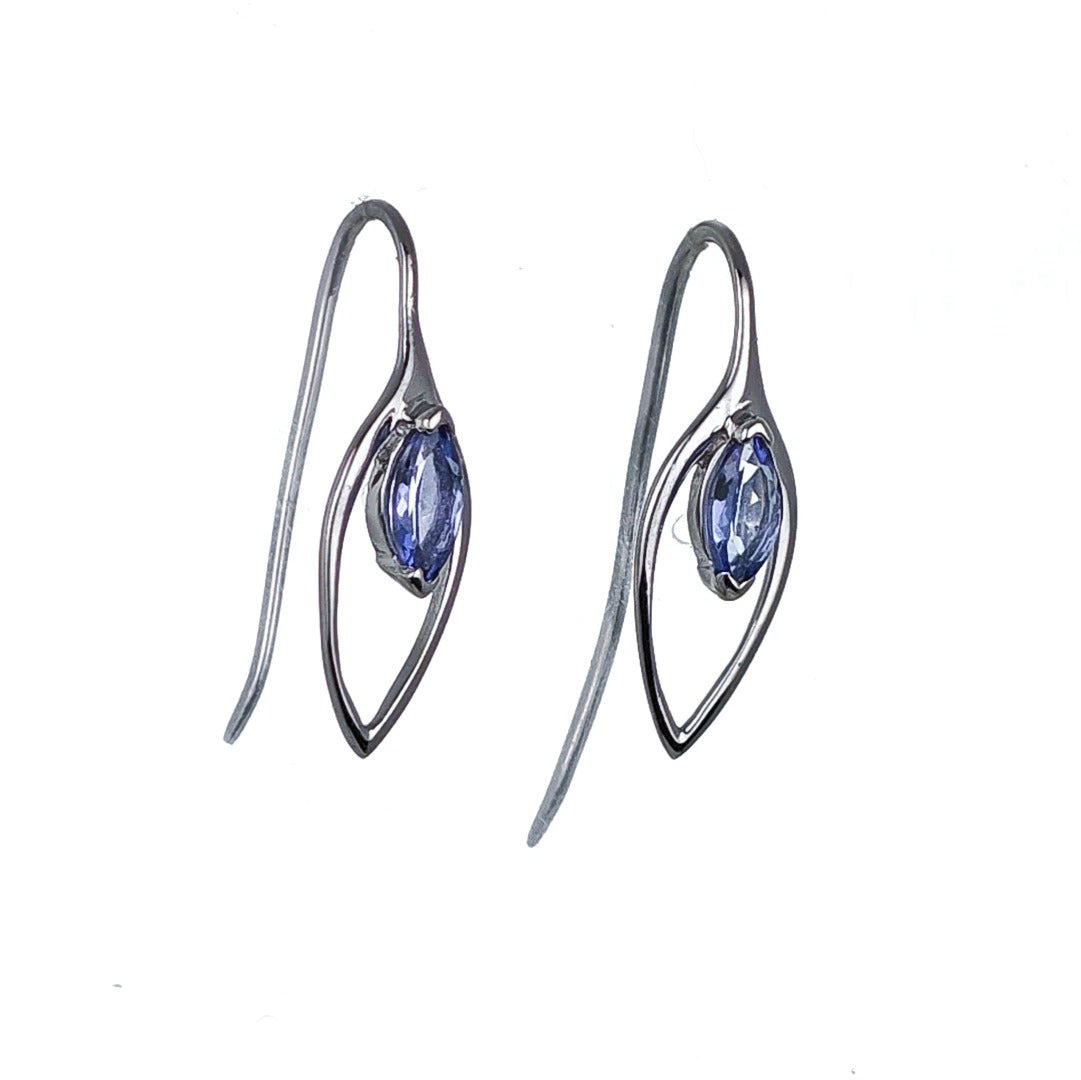 Tanzanite Earrings Sterling Silver Marquise Dangle