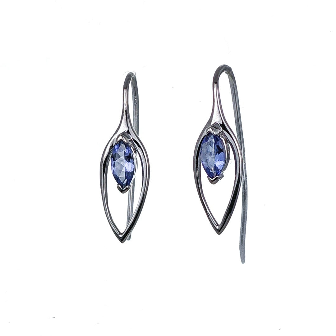 Tanzanite Earrings Sterling Silver Marquise Dangle