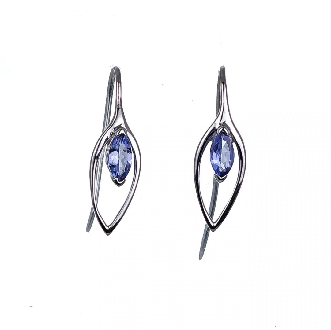 Tanzanite Earrings Sterling Silver Marquise Dangle