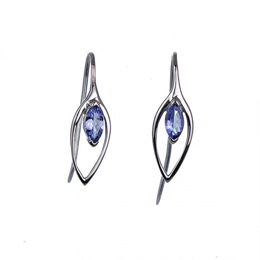 Tanzanite Earrings Sterling Silver Marquise Dangle