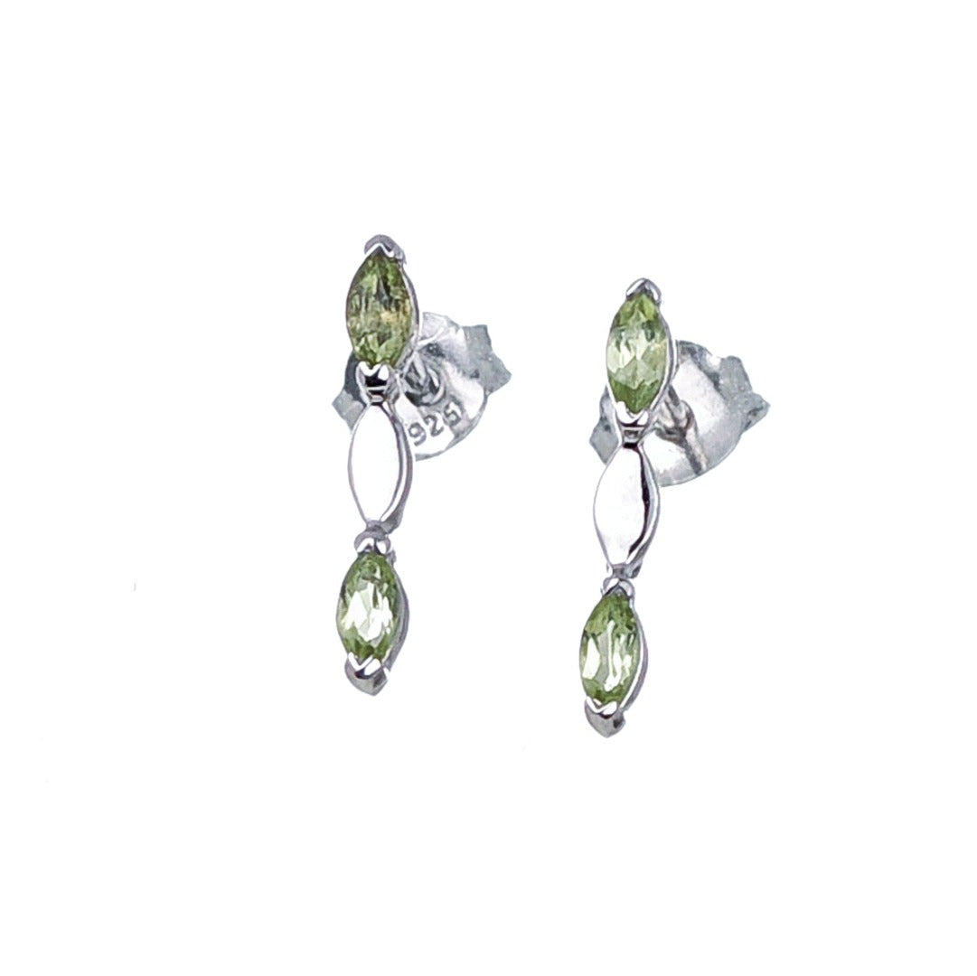 Natural Green Peridot Marquise Drop Stud Earrings