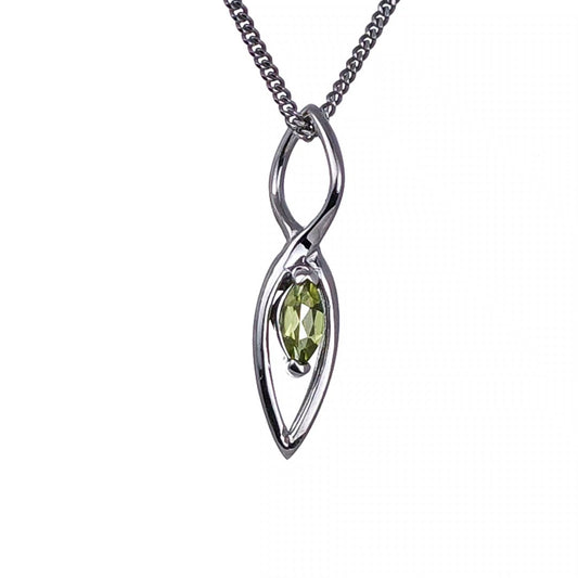 Peridot Marquise infinity Dangle Pendant Sterling Silver