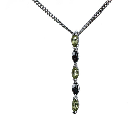 Peridot Marquise Dangle Pendant Sterling Silver