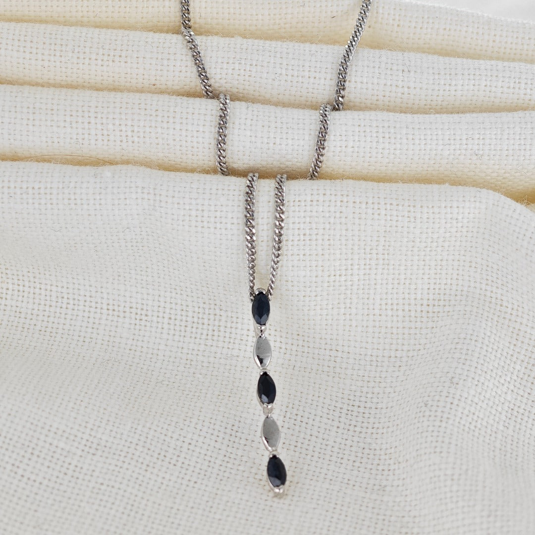 Sapphire Pendant Sterling Silver Infinity Drop