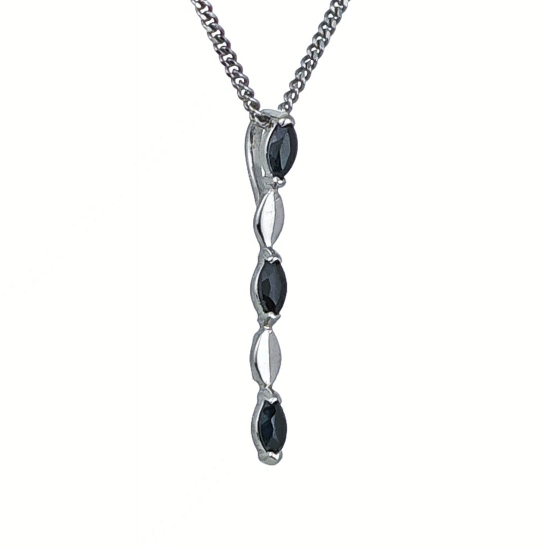 Sapphire Pendant Sterling Silver Infinity Drop