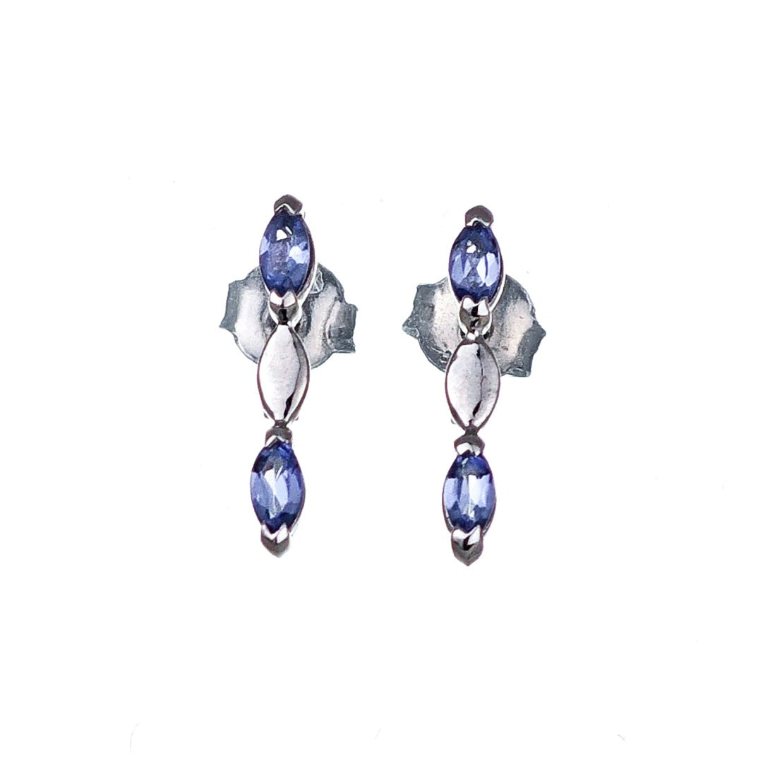 Tanzanite Earrings Sterling Silver Studs Infinity Marquise