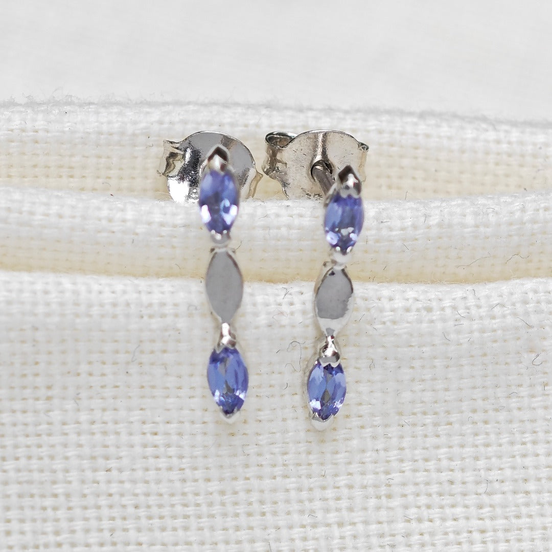 Tanzanite Earrings Sterling Silver Studs Infinity Marquise