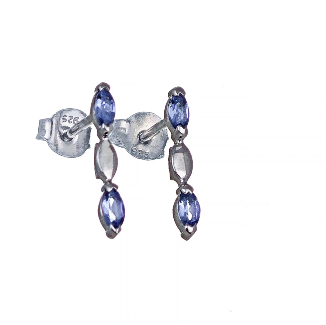 Tanzanite Earrings Sterling Silver Studs Infinity Marquise