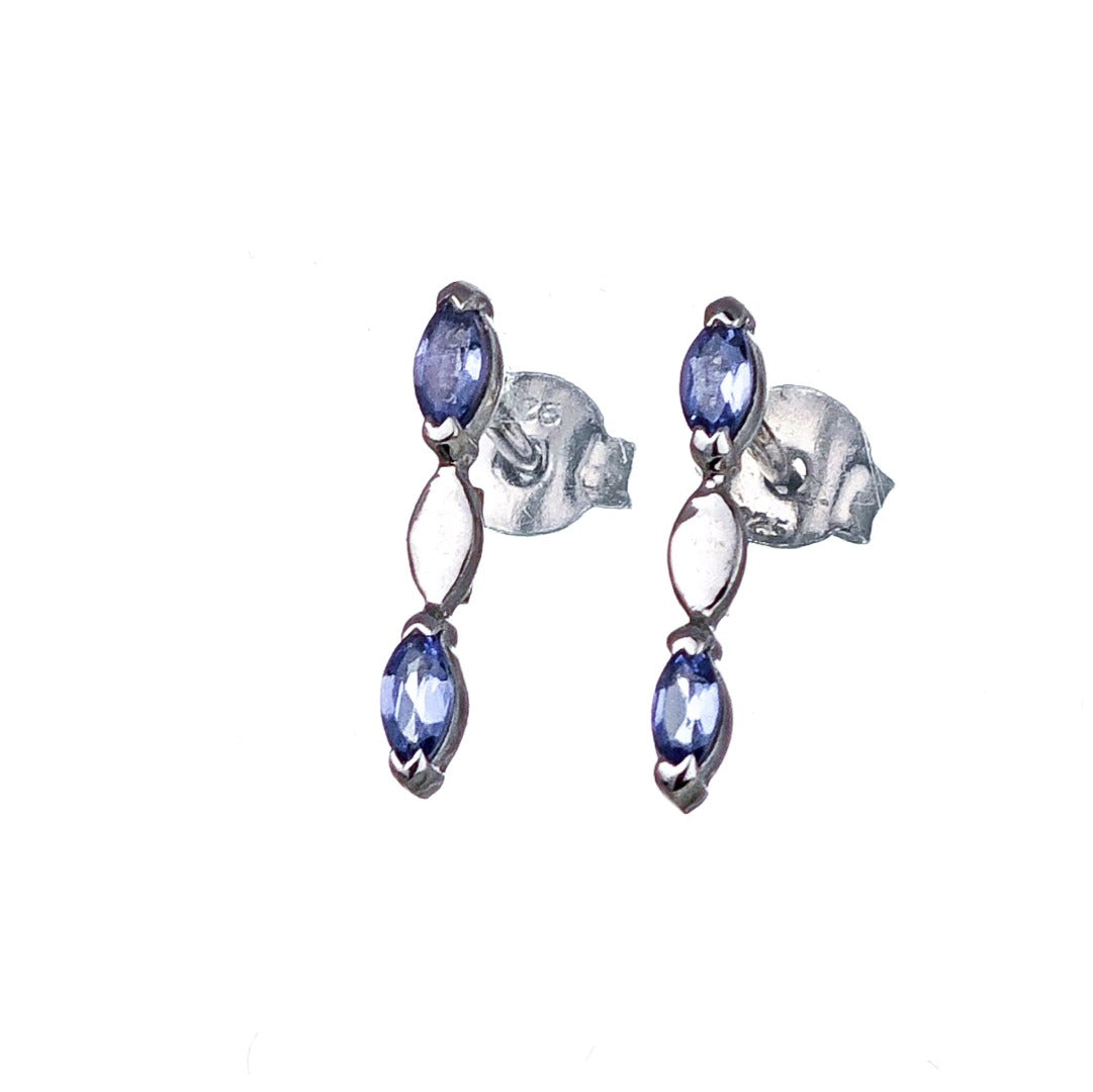 Tanzanite Earrings Sterling Silver Studs Infinity Marquise