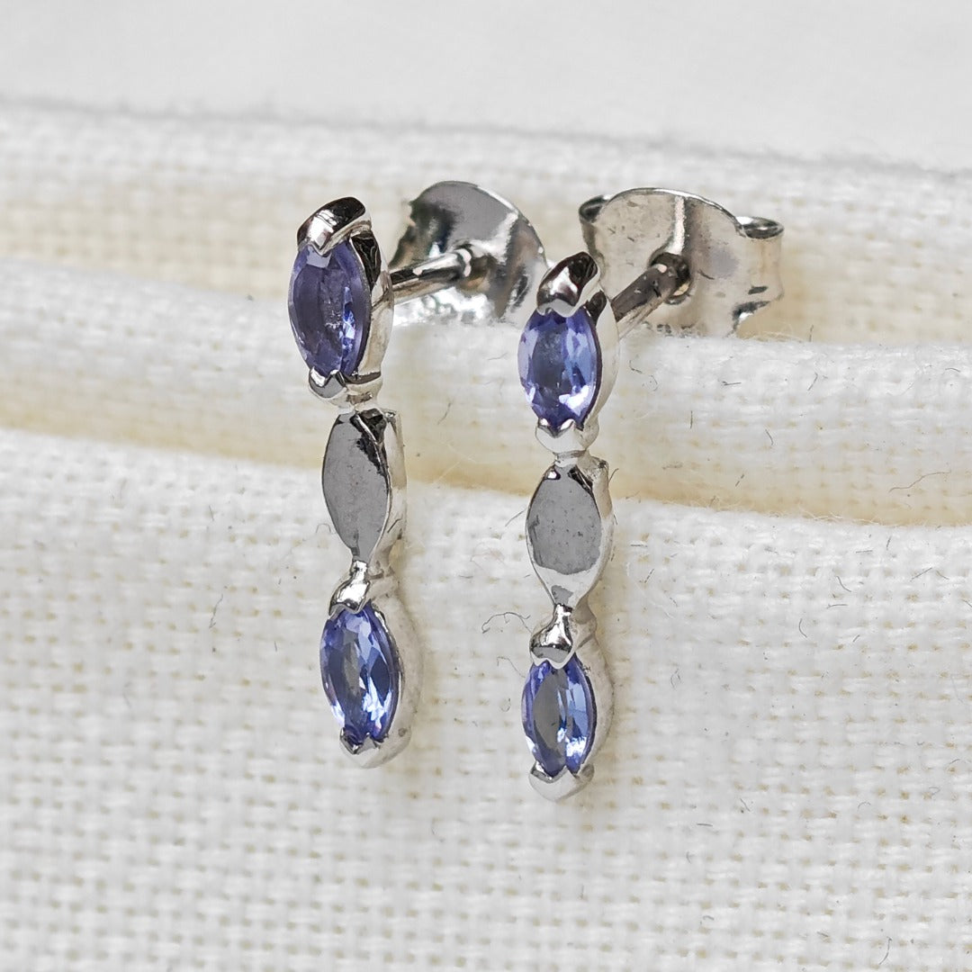 Tanzanite Earrings Sterling Silver Studs Infinity Marquise