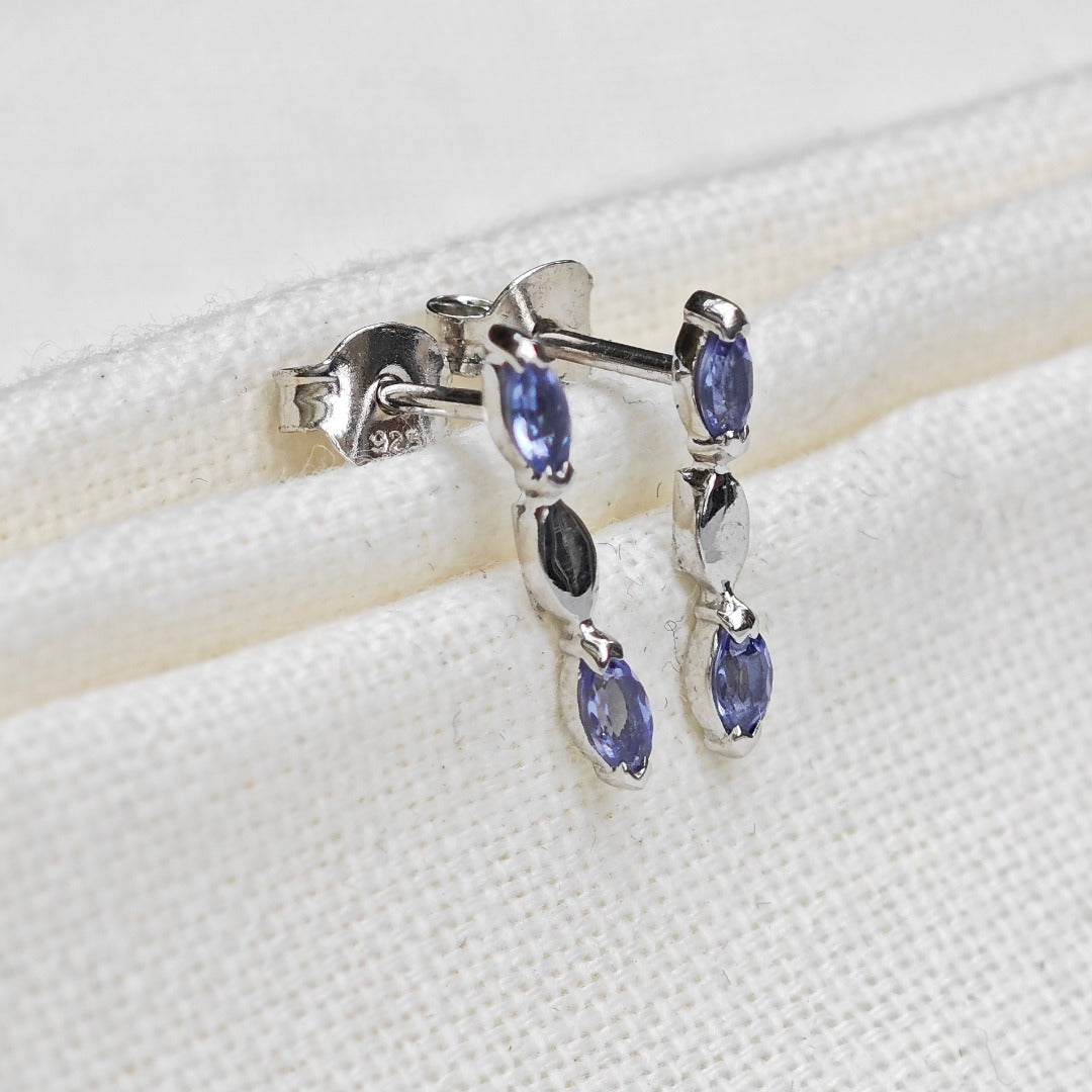 Tanzanite Earrings Sterling Silver Studs Infinity Marquise