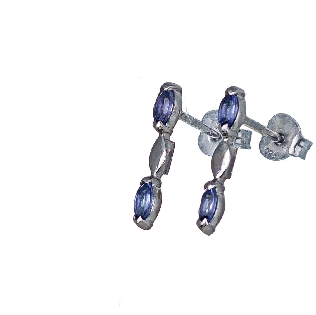 Tanzanite Earrings Sterling Silver Studs Infinity Marquise