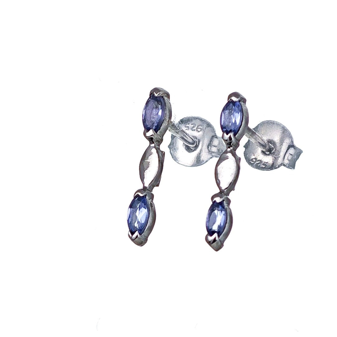 Tanzanite Earrings Sterling Silver Studs Infinity Marquise