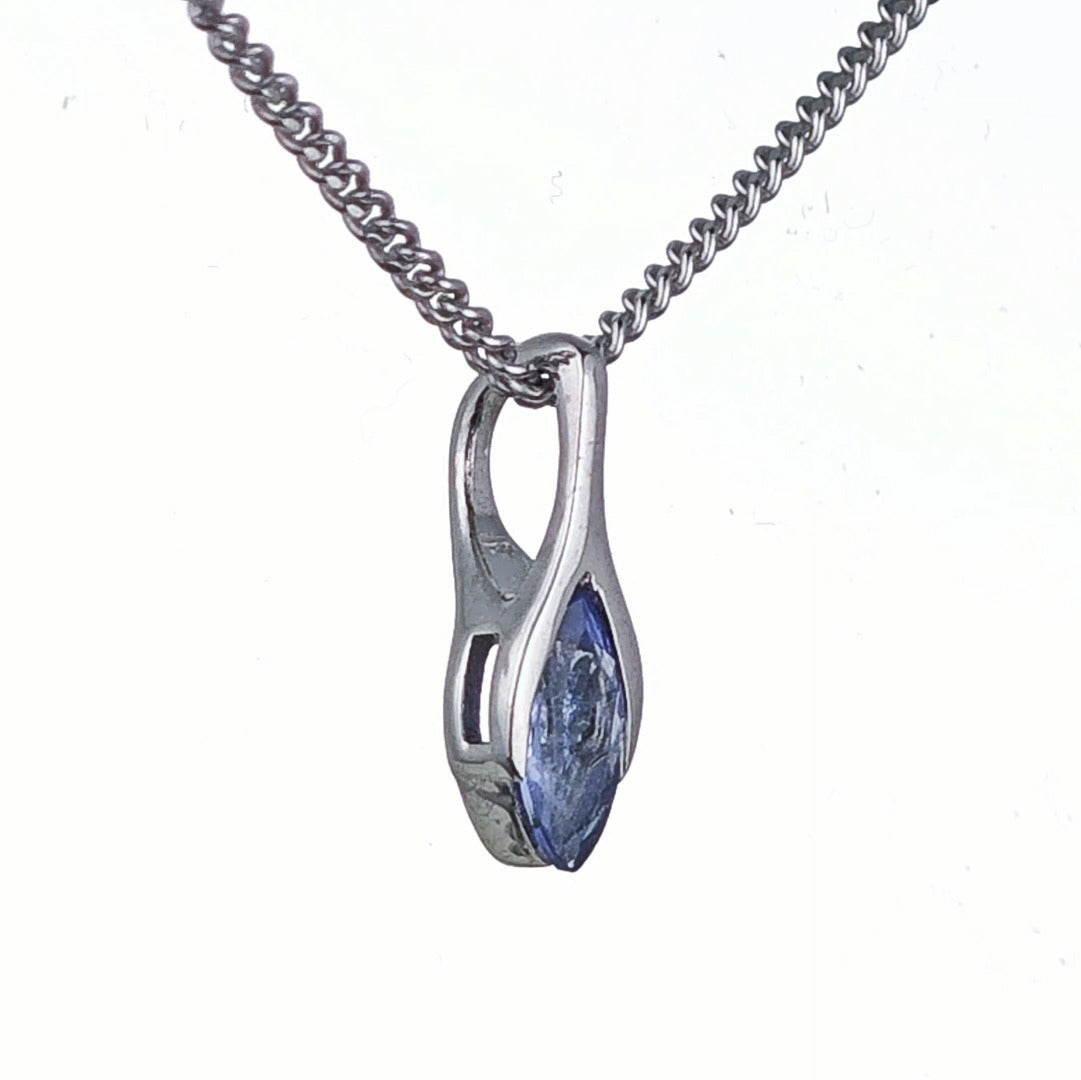 Elegant Minimalist Solitaire Marquise Cut Tanzanite Pendant