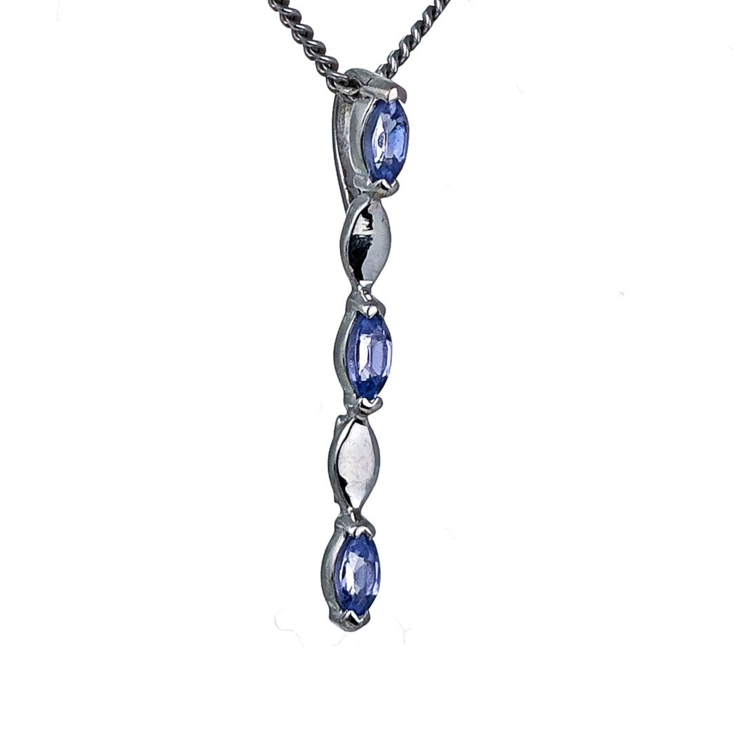 Tanzanite Pendant Sterling Silver Infinity Marquise