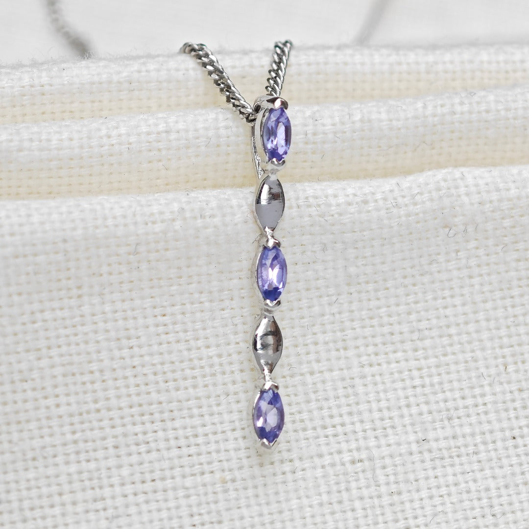 Tanzanite Pendant Sterling Silver Infinity Marquise