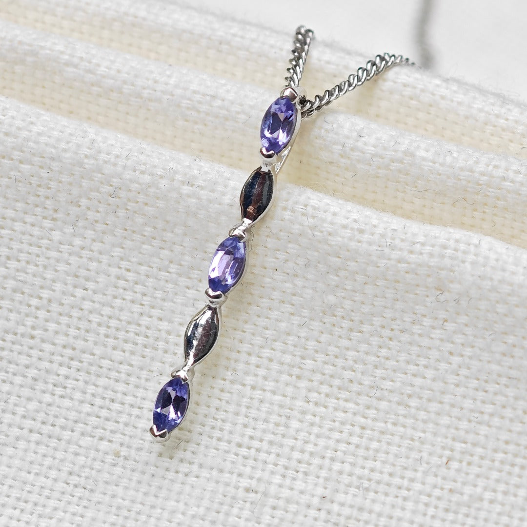 Tanzanite Pendant Sterling Silver Infinity Marquise