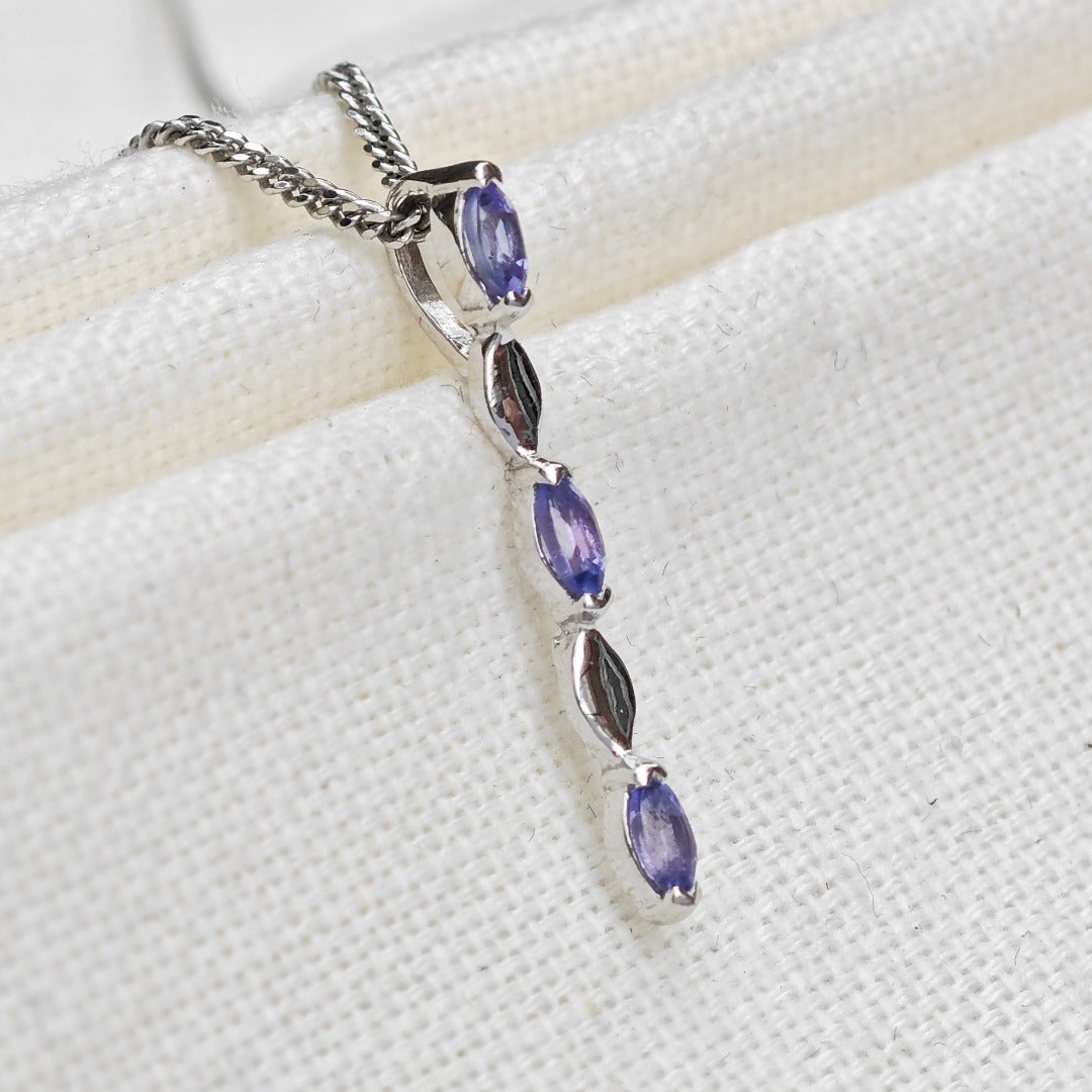 Tanzanite Pendant Sterling Silver Infinity Marquise