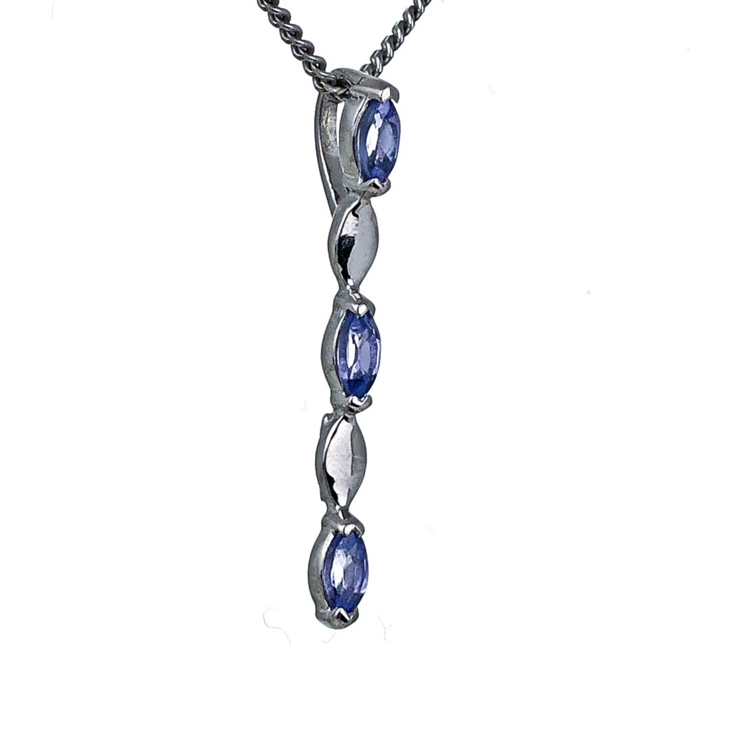 Tanzanite Pendant Sterling Silver Infinity Marquise