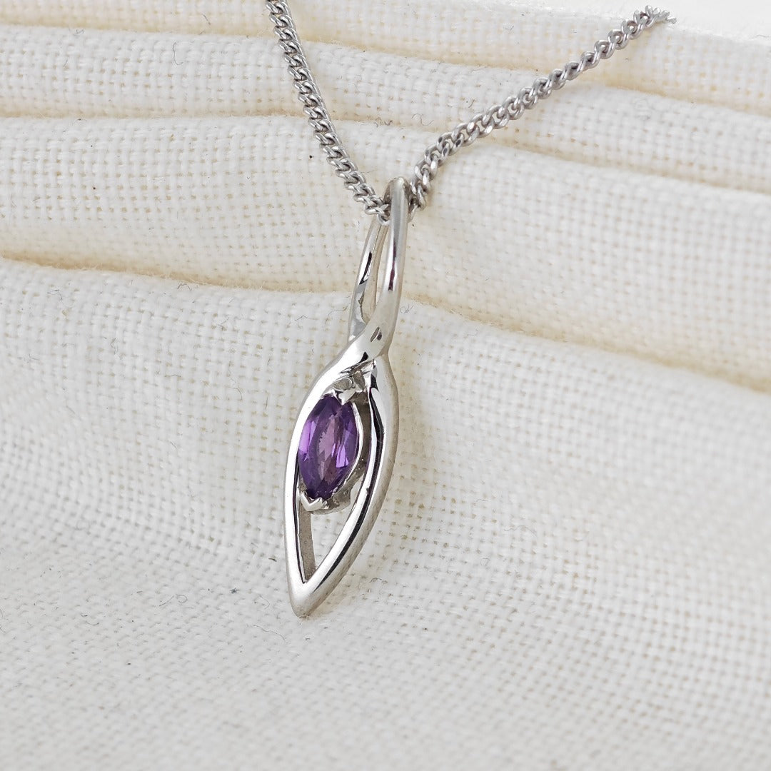 Amethyst Pendant Sterling Silver Marquise Infinity Loop