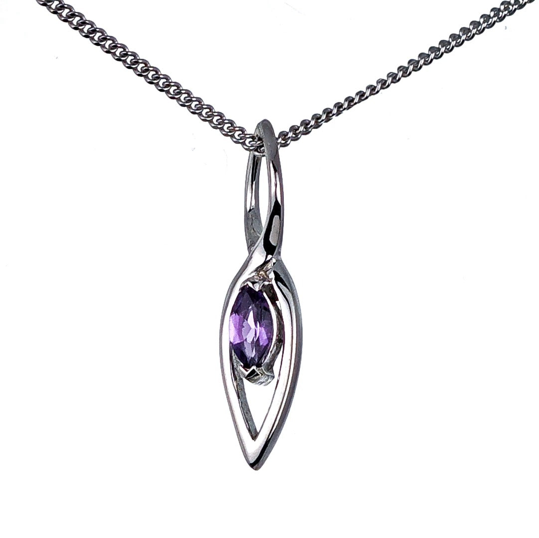 Amethyst Pendant Sterling Silver Marquise Infinity Loop