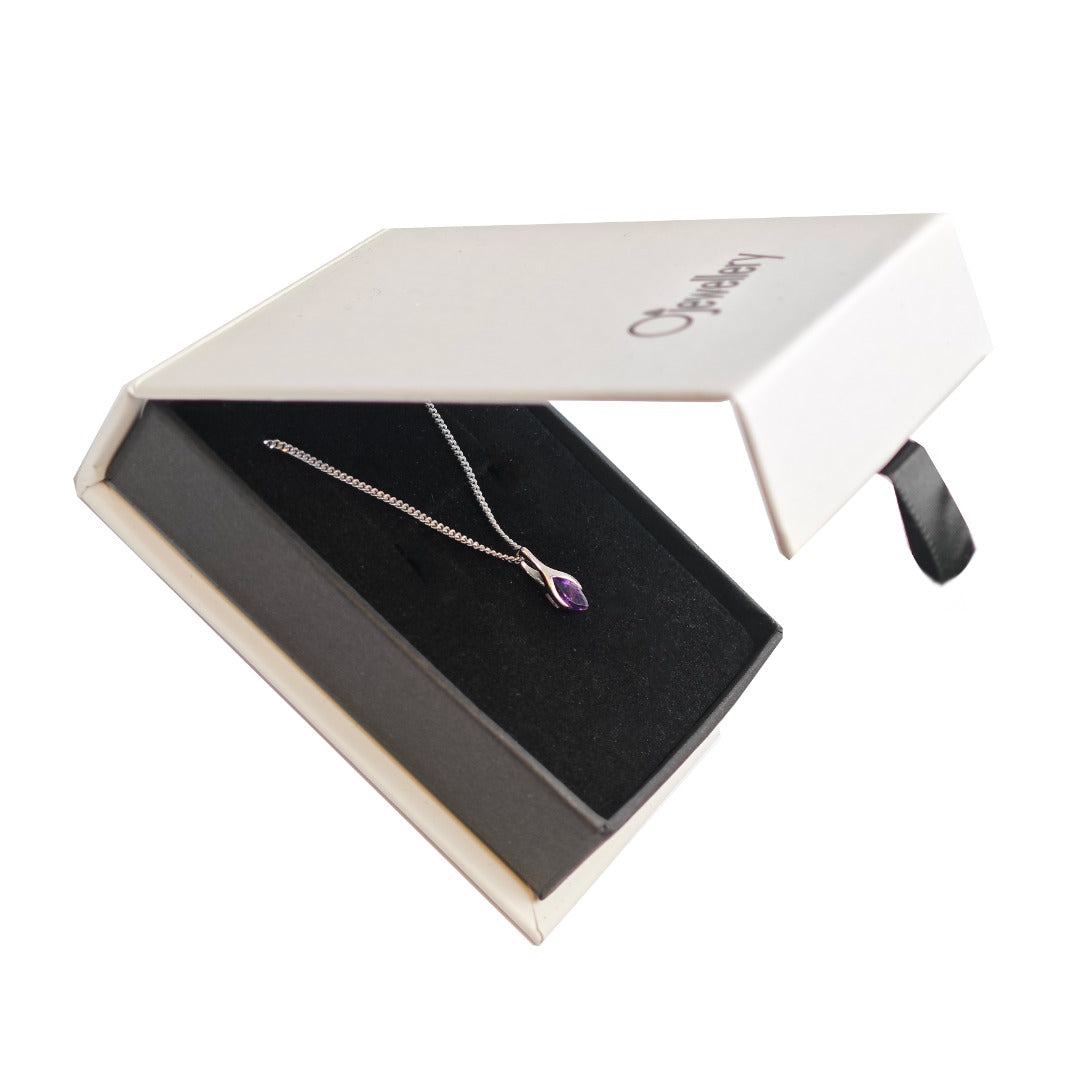 Amethyst Pendant Sterling Silver Minimalist Marquise