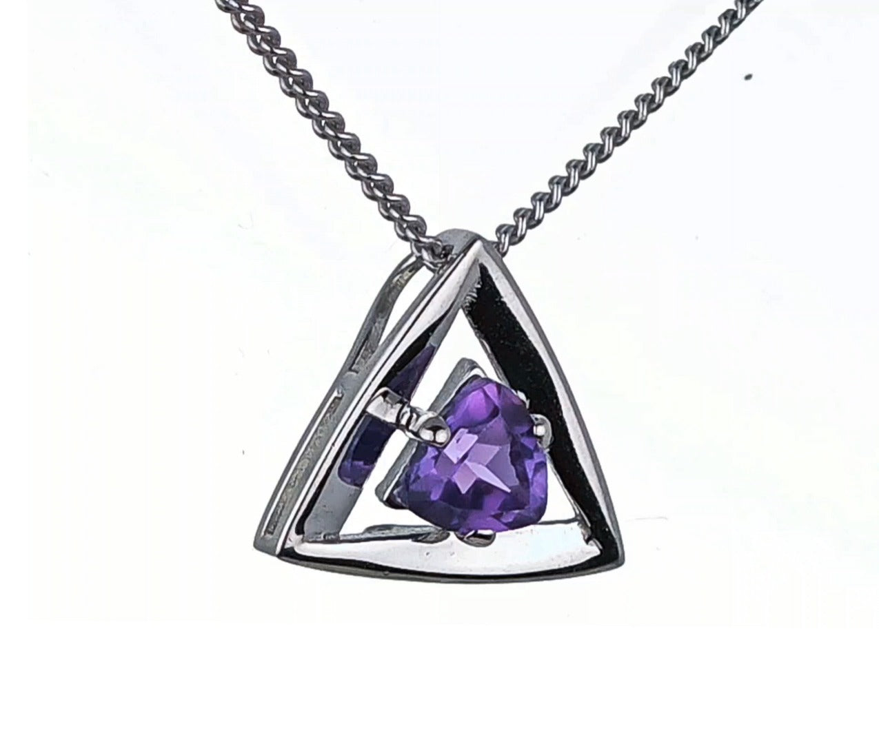 Amethyst Pendant Sterling Silver Trillion