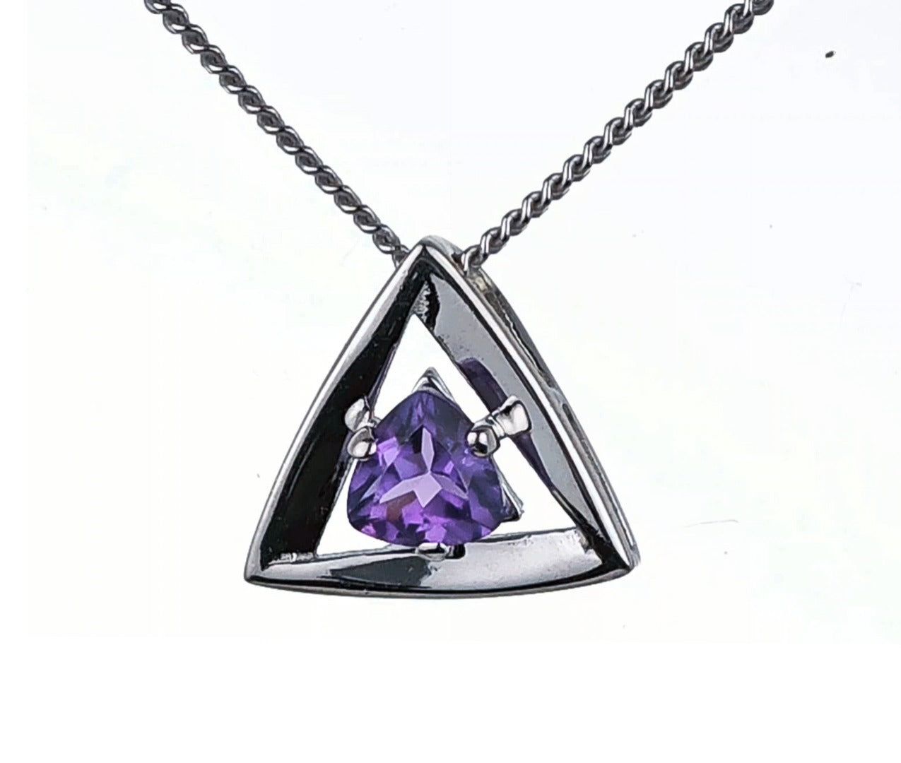 Amethyst Pendant Sterling Silver Trillion