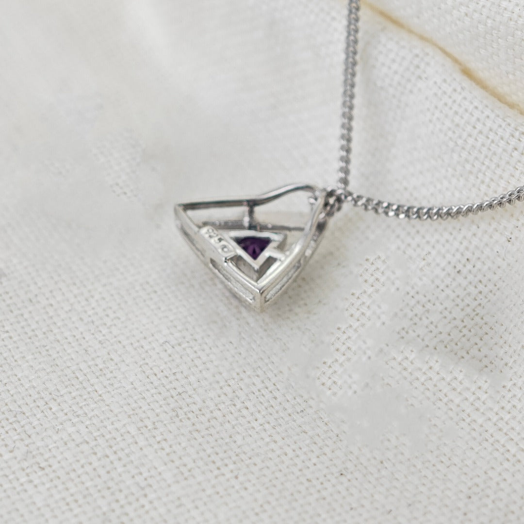 Amethyst Pendant Sterling Silver Trillion