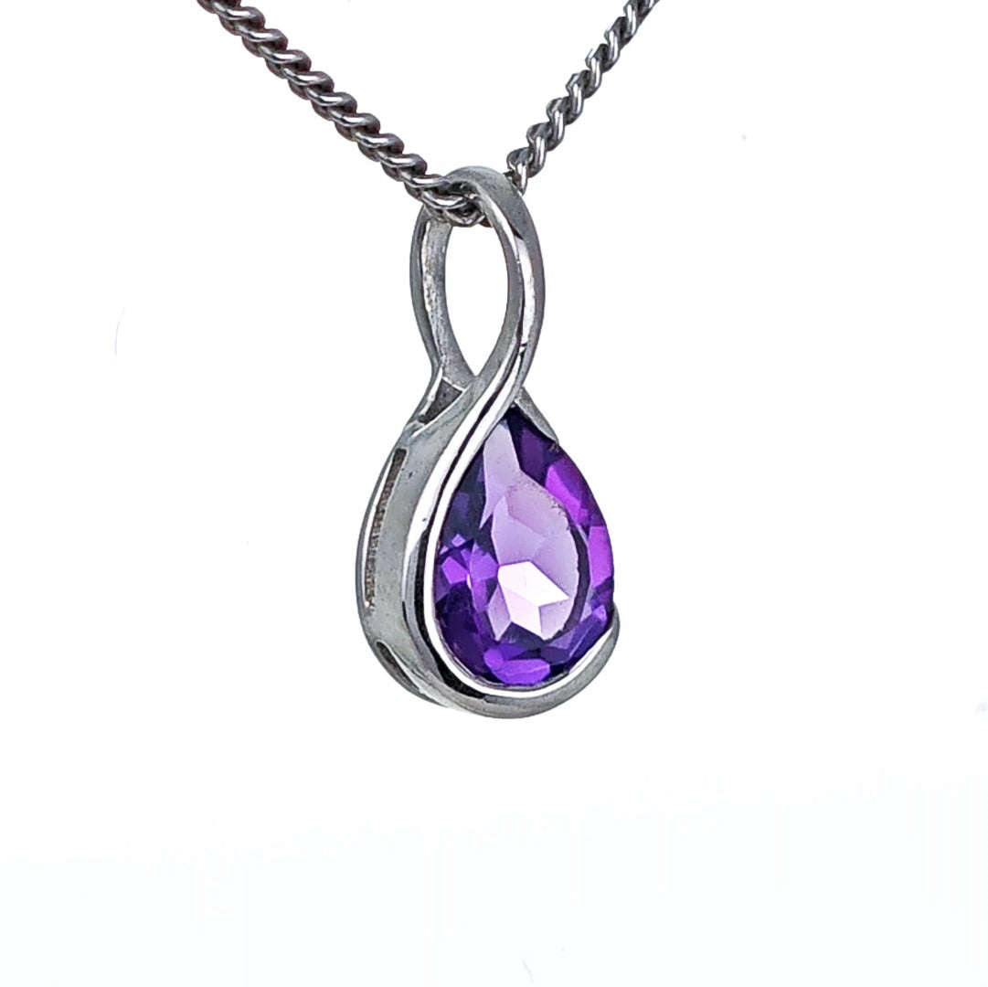 Amethyst Necklace Sterling Silver Infinity Loop