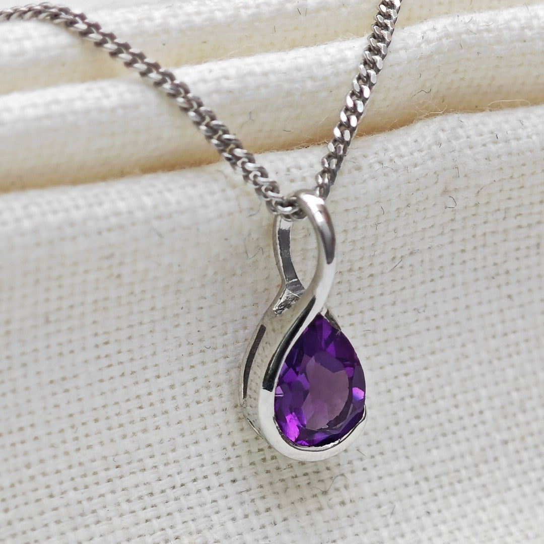 Amethyst Necklace Sterling Silver Infinity Loop