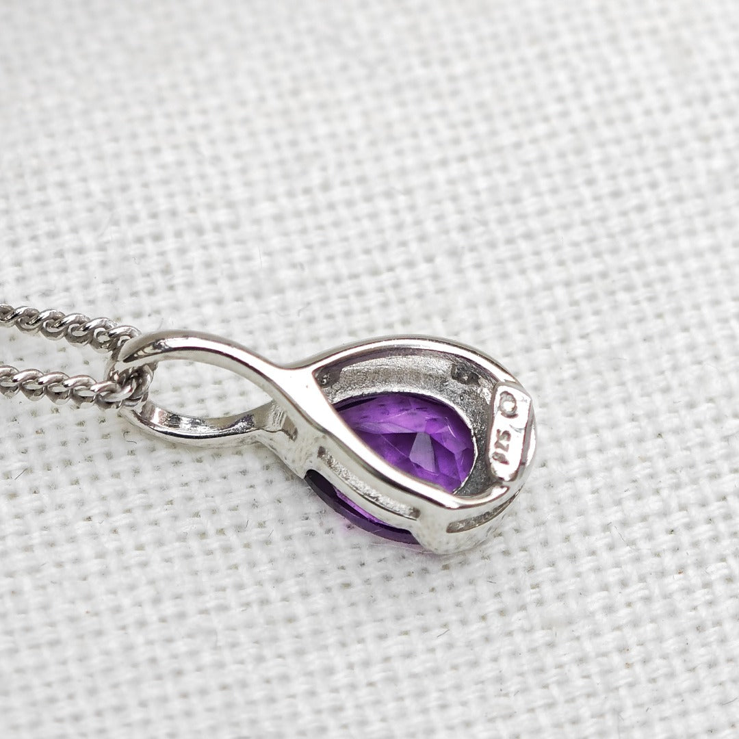 Amethyst Necklace Sterling Silver Infinity Loop