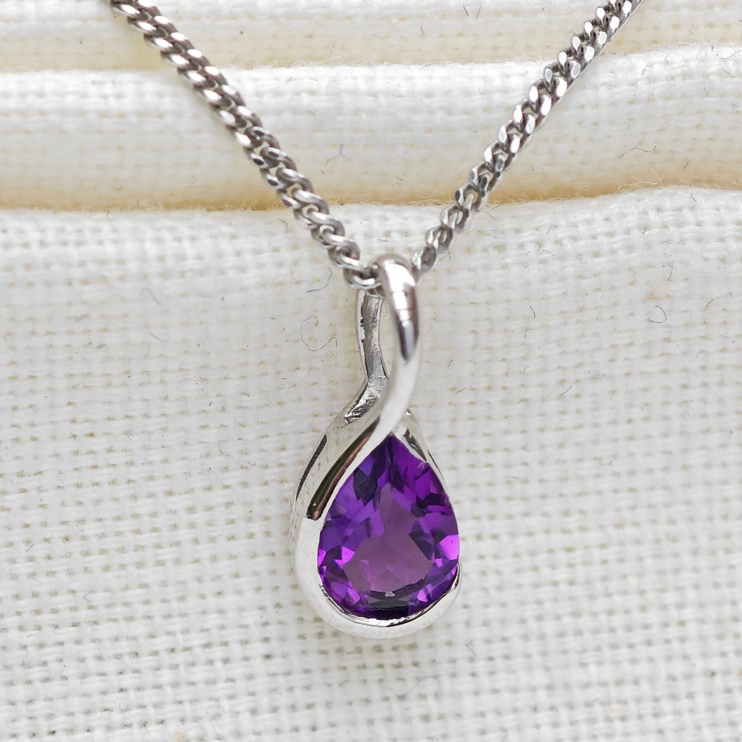 Amethyst Necklace Sterling Silver Infinity Loop