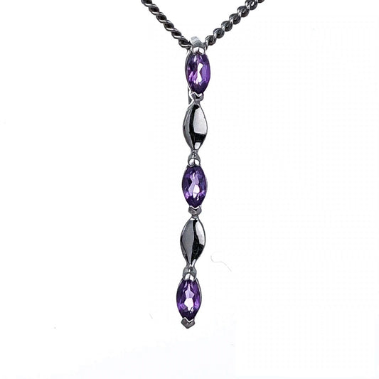 Amethyst Pendant Sterling Silver Infinity Marquise