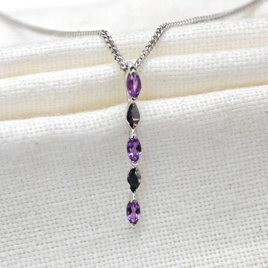 Amethyst Pendant Sterling Silver Infinity Marquise