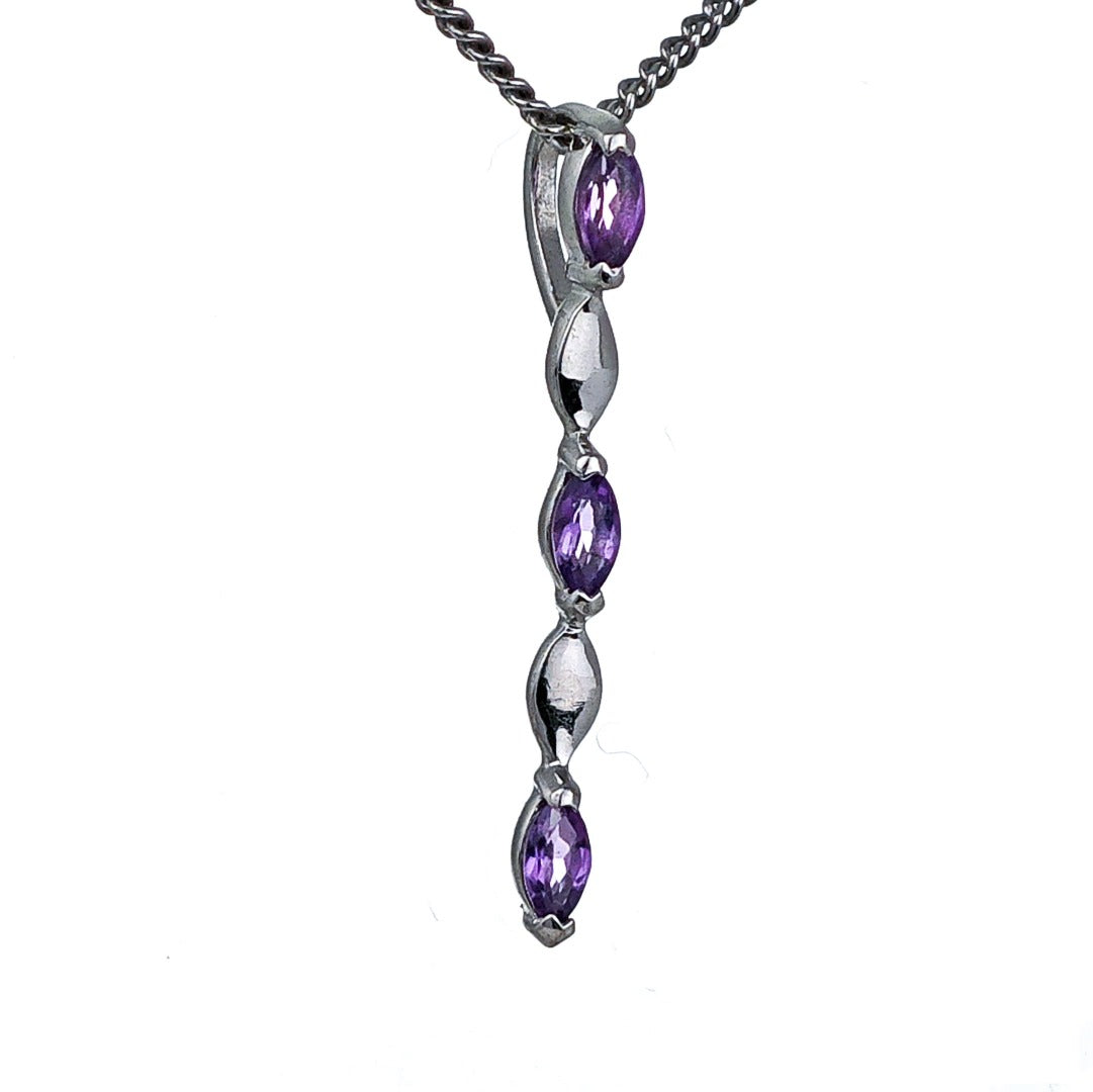 Amethyst Pendant Sterling Silver Infinity Marquise