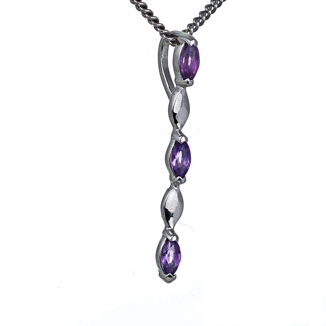 Amethyst Pendant Sterling Silver Infinity Marquise