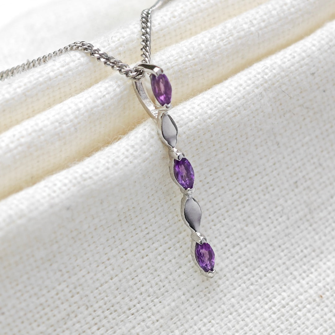 Amethyst Pendant Sterling Silver Infinity Marquise