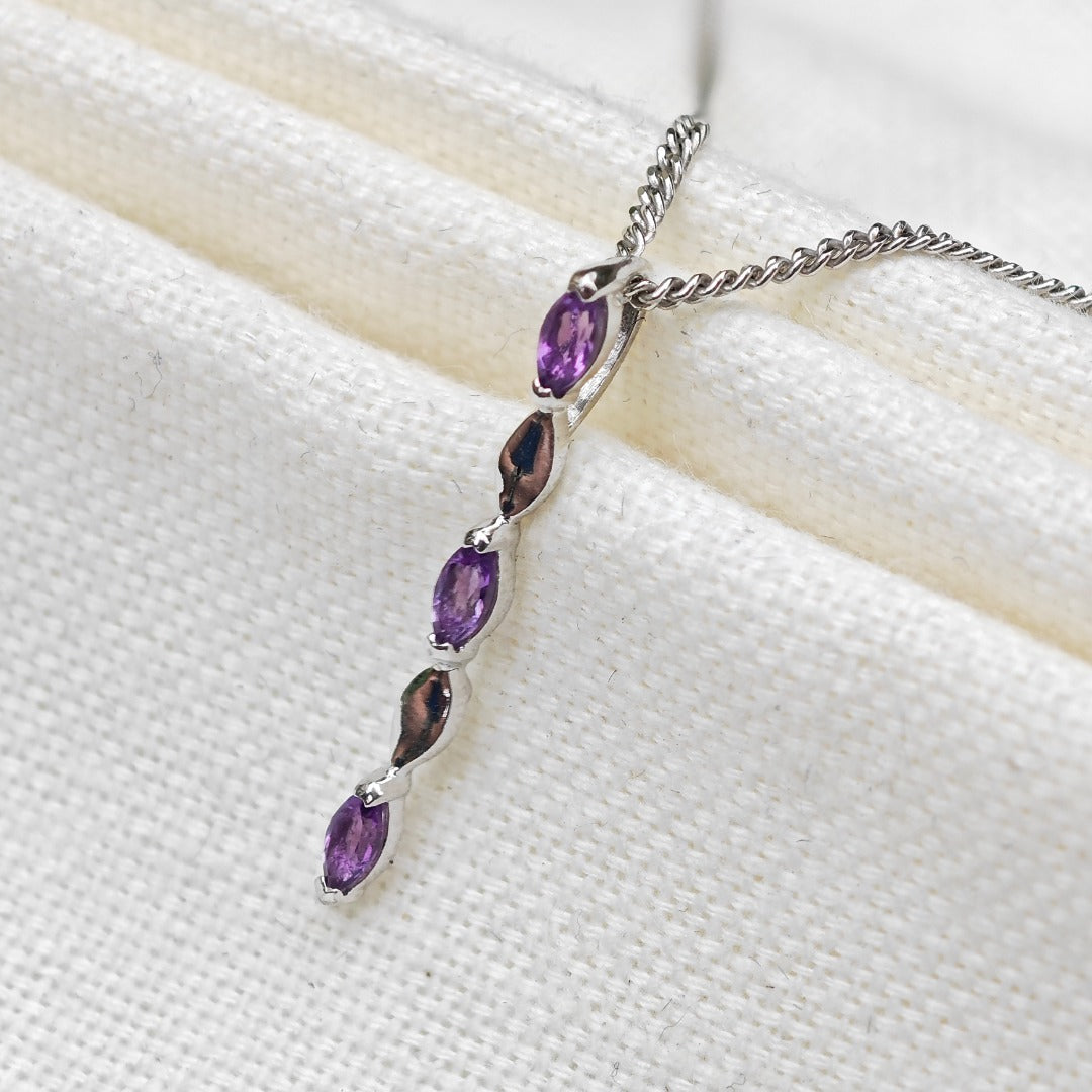 Amethyst Pendant Sterling Silver Infinity Marquise