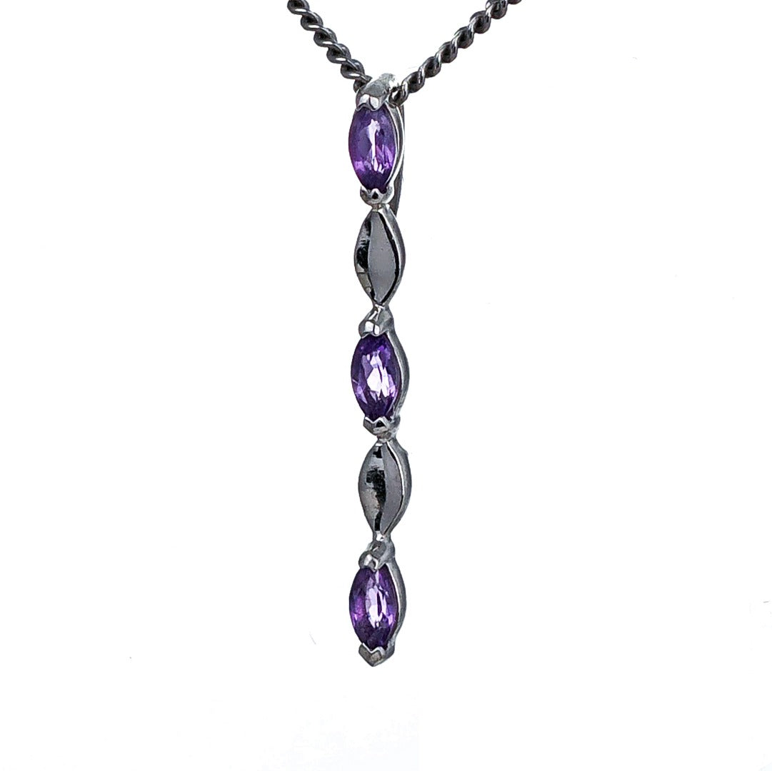 Amethyst Pendant Sterling Silver Infinity Marquise