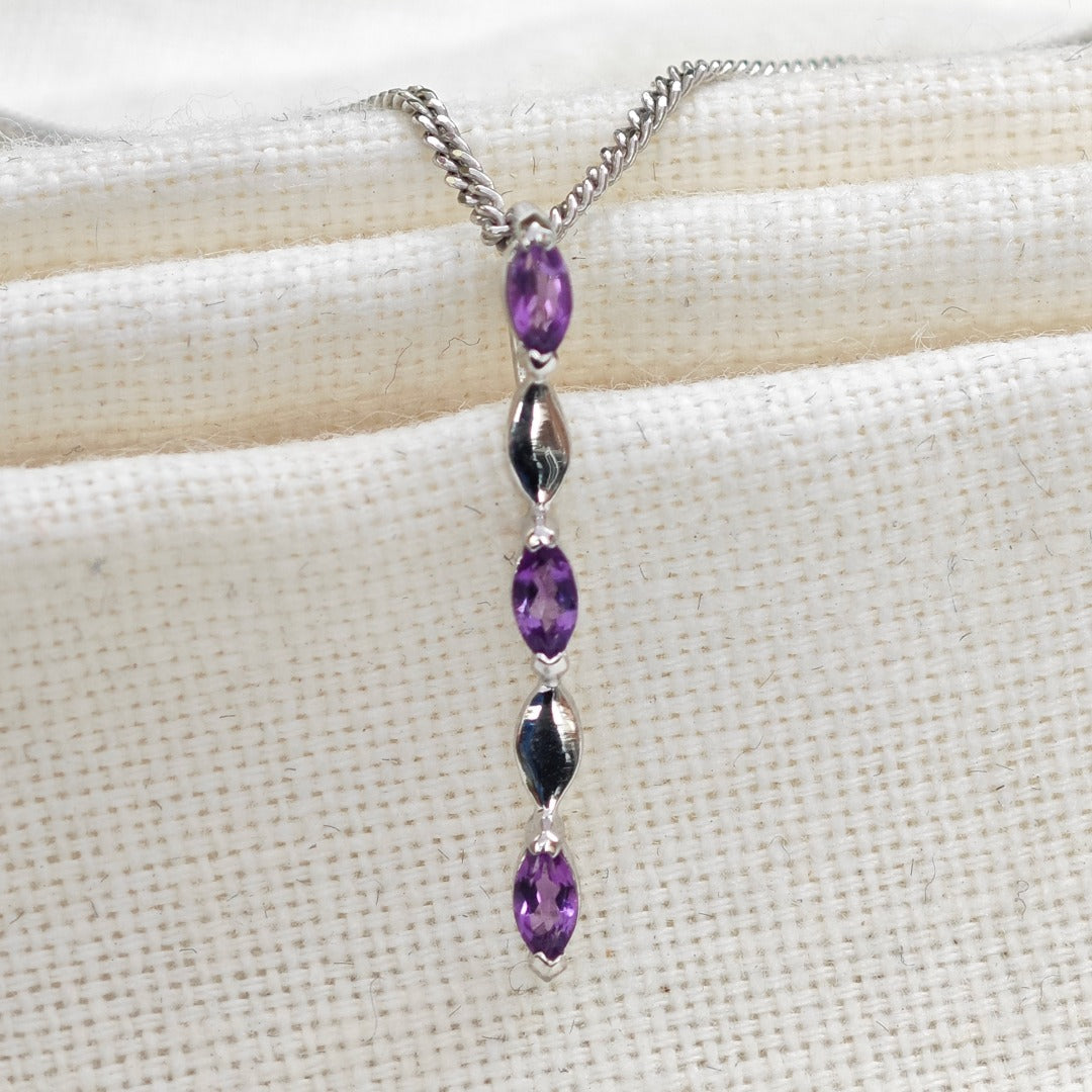 Amethyst Pendant Sterling Silver Infinity Marquise