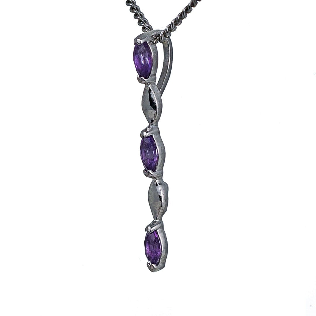 Amethyst Pendant Sterling Silver Infinity Marquise